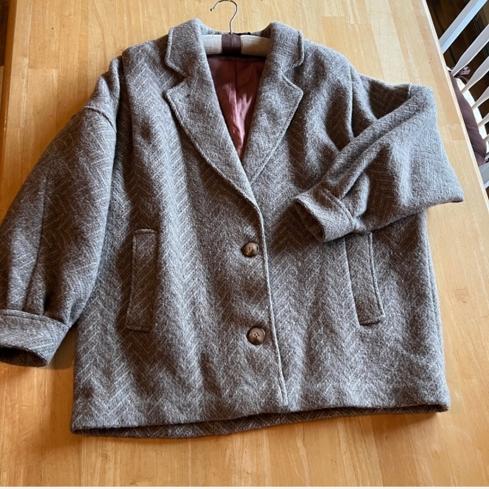 STUNNING Miss New Yorker Vintage 80’s Women XL Beige Made in USA Wool Blend Warm
